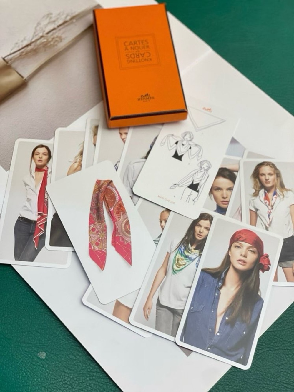 Hermes Pink and Orange Silk Scarf Styling Cards - Picture 3 of 3